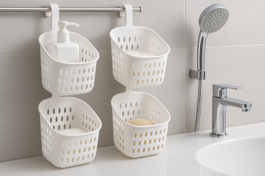 Household Bathroom Hanging Drainage Hanger Kitchen Multifunctional Stackable Basket (White)