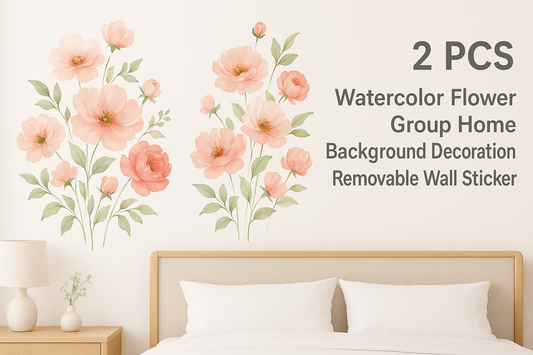 Transform Your Walls with Artistic 2PCS Watercolor Flower Stickers – Removable, Reusable, and Beautiful Home Decor for Any Space