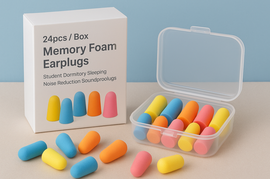 Memory Foam Earplugs 24 Pack-Mixed Colors, Ultra-Soft Noise Blockage Helps Sleeping, Studying, Travel, and Dormitory
