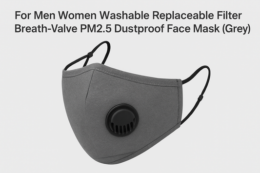 For Men & Women Washable Replaceable Filter Breath-Valve PM2.5 Dustproof Face Mask (Grey) – Reliable Safety with Lasting Comfort