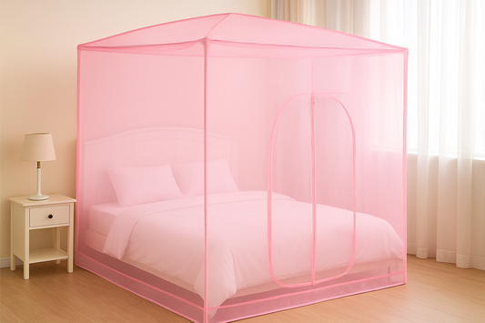 Single-door Mosquito Net Square Roof for Home Student Dormitory (Pink, 1.8x2.0x1.8 M): Stylish Protection for Peaceful Sleep