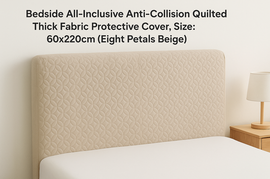 Bedside All-Inclusive Anti-Collision Quilted Thick Fabric Protective Cover (60x220cm, Eight Petals Beige): The Perfect Blend of Safety, Comfort, and Elegance for Your Bedroom