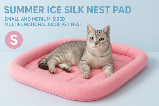 Keep Pets Cool in Style: Summer Ice Silk Multifunctional Pet Nest Pad in Pink (Size S)