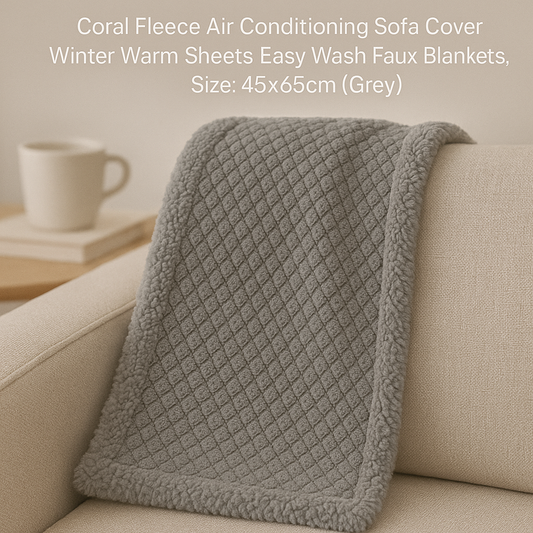 Premium Grey Thicken Pineapple Mesh Flannel Blanket – 45x65cm Ultra-Soft Coral Fleece Faux Fur Sofa Cover for Winter Warmth