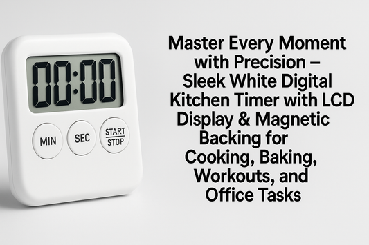 Master Every Moment with Precision – Sleek White Digital Kitchen Timer with LCD Display & Magnetic Backing for Cooking, Baking, Workouts, and Office Tasks
