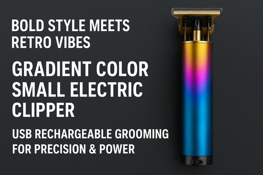 Bold Style Meets Retro Vibes Gradient Color Small Electric Clipper USB Rechargeable Grooming for Precision & Power