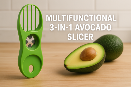 Multifunctional 3-in-1 Avocado Slicer Cutter- all-in-one Household Kitchen Tool for Cutting, Pitting and Scooping Avocados and other Fruits Easily (Green)
