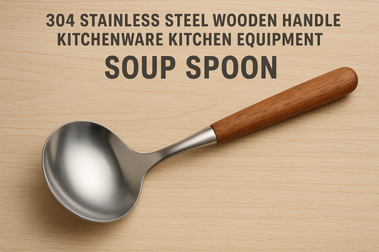 Luxury 304 Stainless Steel Soup With Ergonomic Wooden Handle - Rust-Resistant, Heatproof, Eco-friendly Kitchenware for Daily Use and Elegant Dining