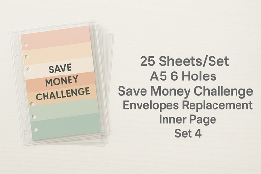 Track Your Savings with Style: A5 6-Hole Save Money Challenge Envelopes (Set 4)