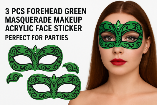 Unleash Your Inner Diva with 3 PCS Green Masquerade Acrylic Face Stickers Perfect for parties, festivals, and costume events where standing out is a must.