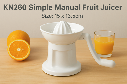 KN260 Simple Manual Fruit Juicer (15 x 13.5cm) – The Compact, Durable, and Eco-Friendly Way to Enjoy Fresh Juice Daily