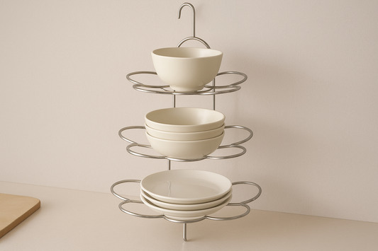 Multi-function Kitchen Stainless Steel Three Layers Flower Shape Rack – Stylish, Durable, and Space-Saving Dish Holder for Modern Homes