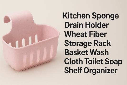 Kitchen Sponge Drain Holder Wheat Fiber Storage Rack Basket Wash Cloth Toilet Soap Shelf Organizer (Pink) – Stylish, Eco-Friendly, and Practical