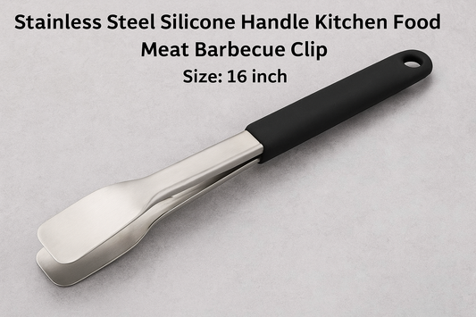 Stainless Steel Silicone Handle Kitchen Food Meat Barbecue Clip, Size: 16 Inch – Durable, Safe, and Perfect for Every Cooking Occasion