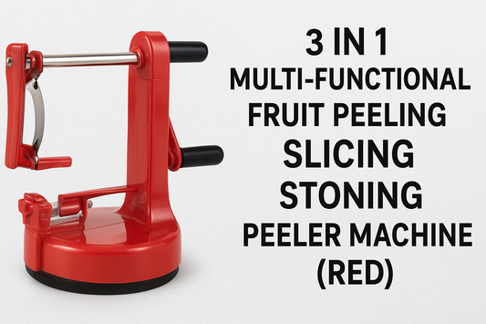 3 in 1 Multi-functional Fruit Peeling, Slicing, and Stoning Peeler Machine (Red): The Ultimate Kitchen Time-Saver