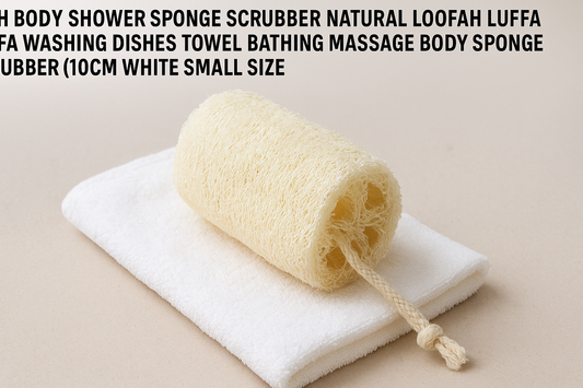 Bath Body Shower Sponge Scrubber – Natural Loofah (10cm White Small Size) for Exfoliation, Massage, and Eco-Friendly Cleaning