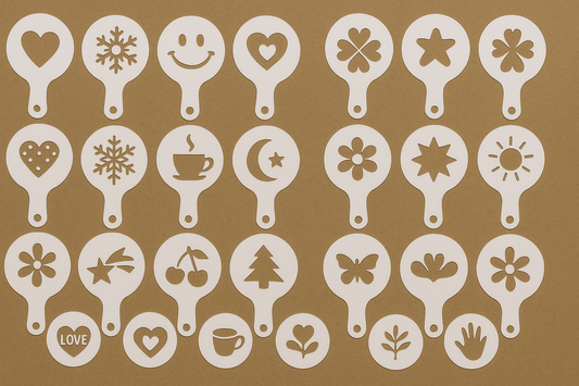 32 PCS Coffee Stencil Set – Transform Your Cappuccinos, Lattes, and Baked Goods into Stunning Works of Art
