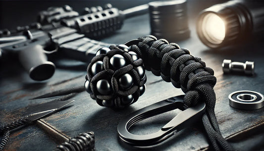 Strong Intensity of Outdoor Secure Protection Black Monkey Fist Steel Ball Bearing Self Defense Lanyard Keychain for Survival and Everyday Carry (Black)