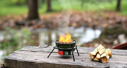 Conquer the Outdoors with the Ultimate Foldable Army Green Windproof Camping Stove