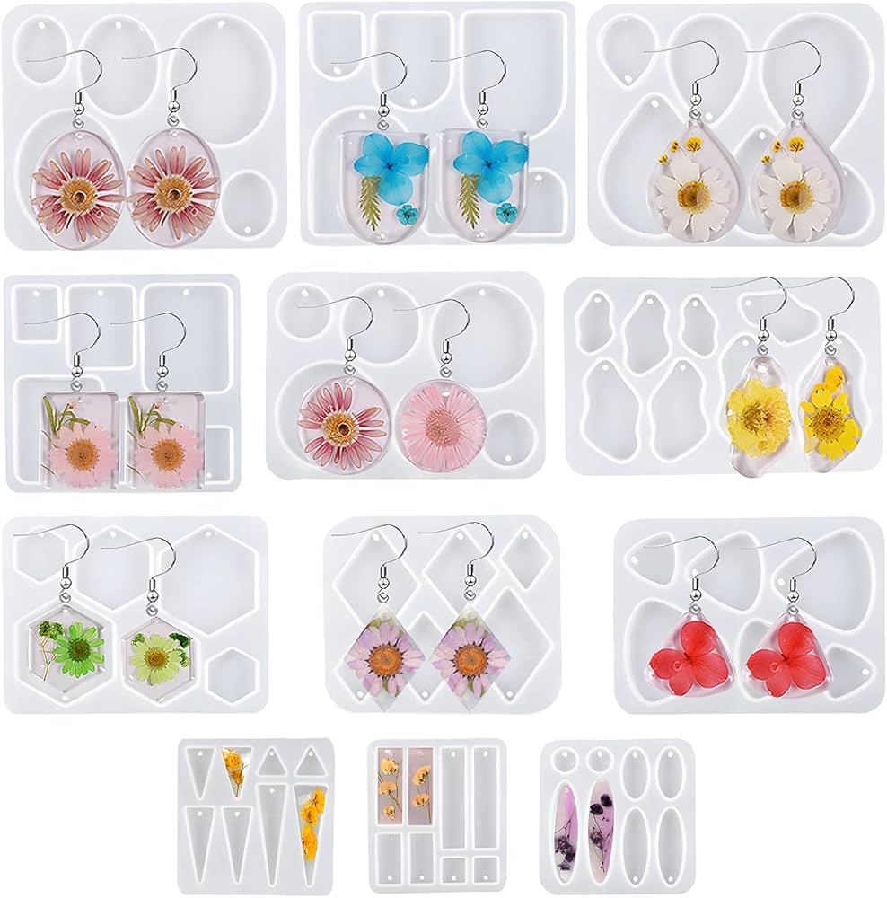 DIY Hexagonal Epoxy Resin Three-Dimensional Geometric Pendant and Earring Silicone Mold 