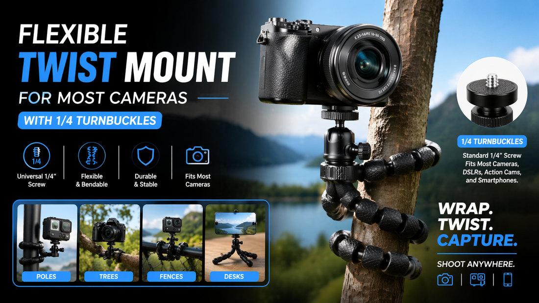 The Ultimate Flexible Camera Mount with 1/4 Turnbuckles (Black)