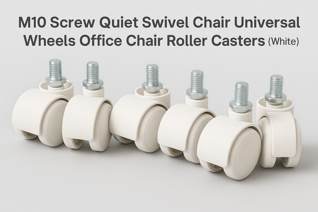 M10 Screw Quiet Swivel Chair Universal Wheels Office Chair Roller Casters(White)