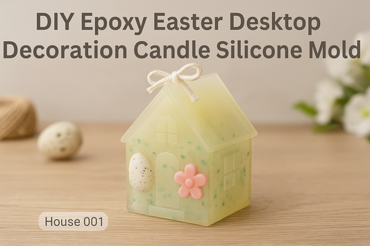 Handmade Elegance-The Art of Celebration on the DIY Epoxy Candle Silicone Mold-House 001-For a Desktop Decoration with Springtime Glow