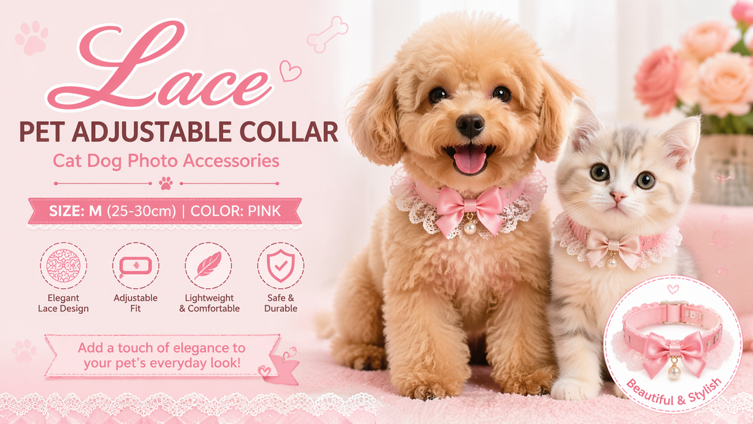 Elegant Pink Lace Pet Collar (25–30cm): The Perfect Blend of Style, Comfort, and Charm for Your Cat or Dog
