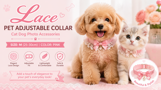 Elegant Pink Lace Pet Collar (25–30cm): The Perfect Blend of Style, Comfort, and Charm for Your Cat or Dog