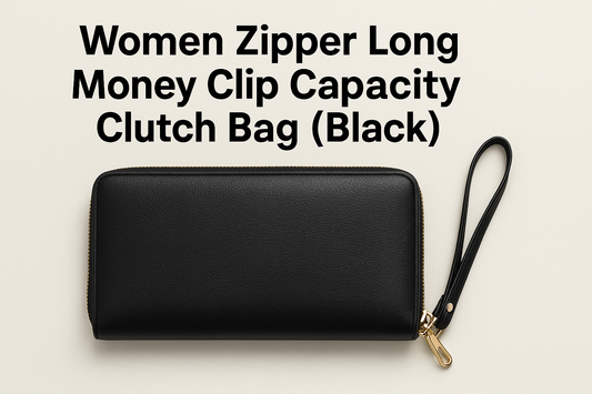 Elevate Your Fashion Game with the Women’s Zipper Long Money Clip Capacity Clutch Bag in Classic Black – Perfect Blend of Practicality and Chic Design for Every Occasion