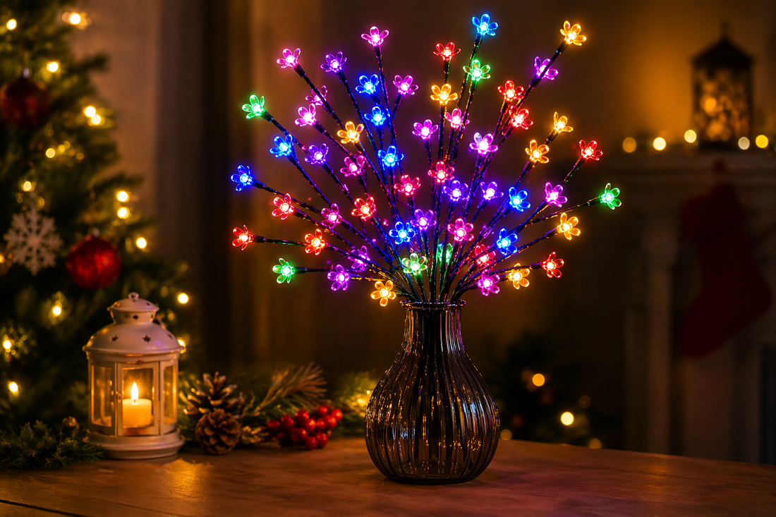 The use of multicolor LED willow branch lamps will help you create a festive lighting design for your home and garden parties.