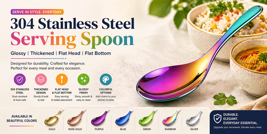Stylish & Durable: The Ultimate Glossy 304 Stainless Steel Serving Spoon