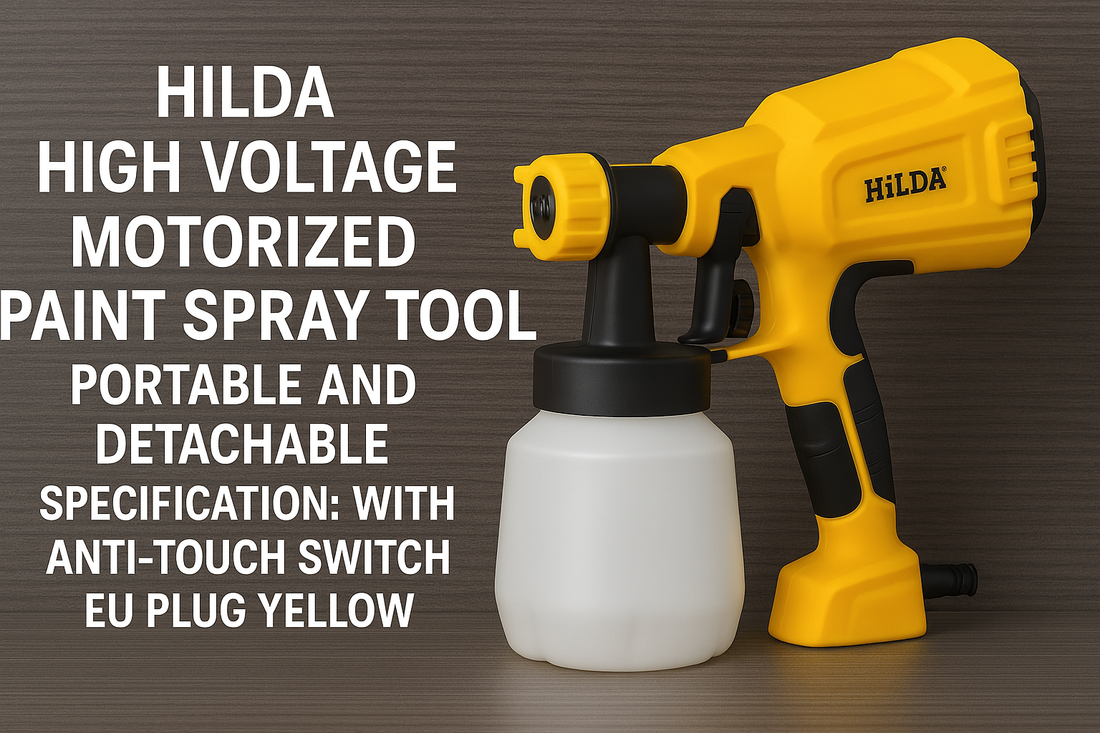 HILDA High Voltage Motorized Paint Spray Tool-Is Portable and Detachable with Anti-Touch Switch (EU Plug, Yellow)