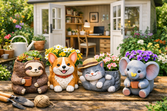 You can create a magical outdoor area for your office space by using delightful animal-shaped resin planters which you can use in your contemporary workspace.