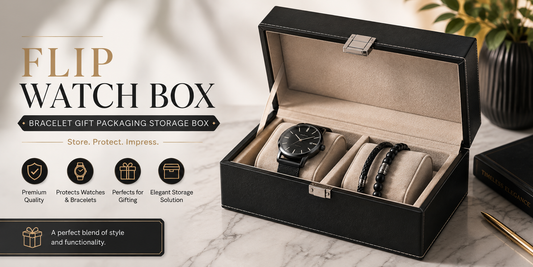 Premium Flip Watch Box Bracelet Gift Packaging Storage Box in Black for refined protection
