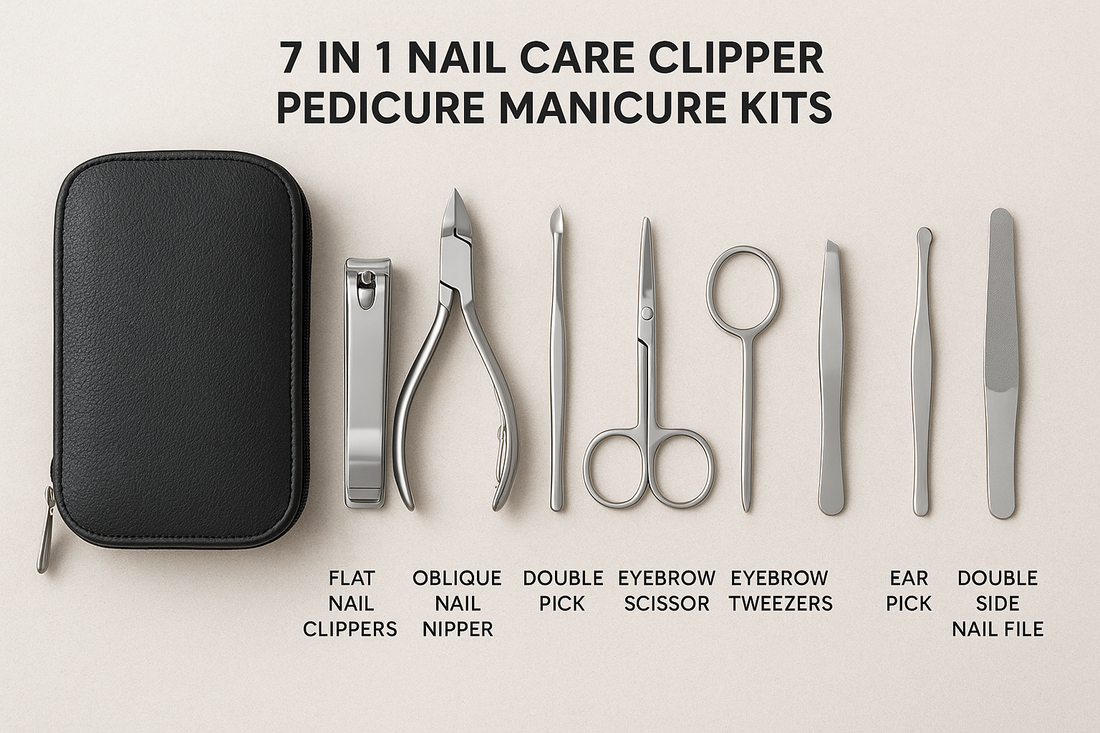 7-in-1 Premium Nail Care Clipper Pedicure Manicure Grooming Kit with Leather Bag-a Complete Set for Professional and Home Use