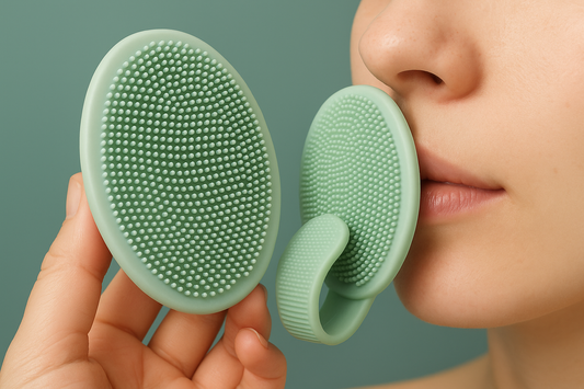 Green silicone blackhead remover and face-cleansing massage brush-gentle exfoliating finger tool for deep pore cleaning, blackhead extraction, and daily facial skincare routine