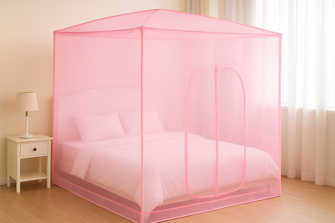Single-door Mosquito Net Square Roof for Home Student Dormitory (Pink, 1.8x2.0x1.8 M): Stylish Protection for Peaceful Sleep