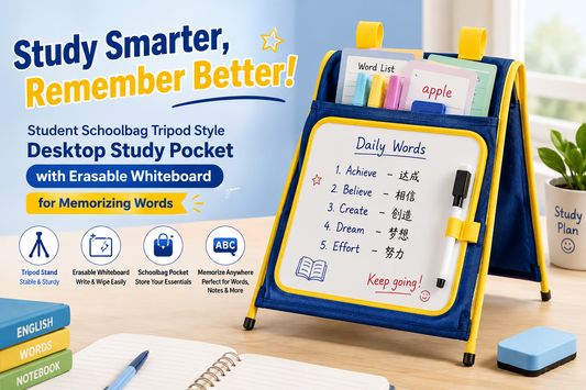 Student Schoolbag Tripod Style Desktop Study Pocket with Erasable Whiteboard 