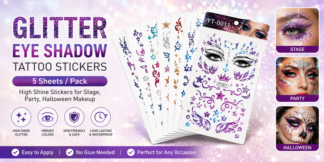 Discover the ultimate little secret for dazzly, high-shine makeup with the 5sheets /Pack Glitter Eye Shadow Tattoo Stickers