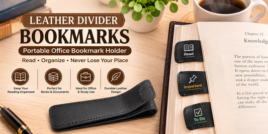 Leather Divider Bookmarks Portable Office Bookmark Holder Reading Divider(Black)