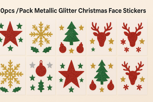 Sparkle Up the Season: Metallic Glitter Christmas Face Stickers for Kids (QT-0245)