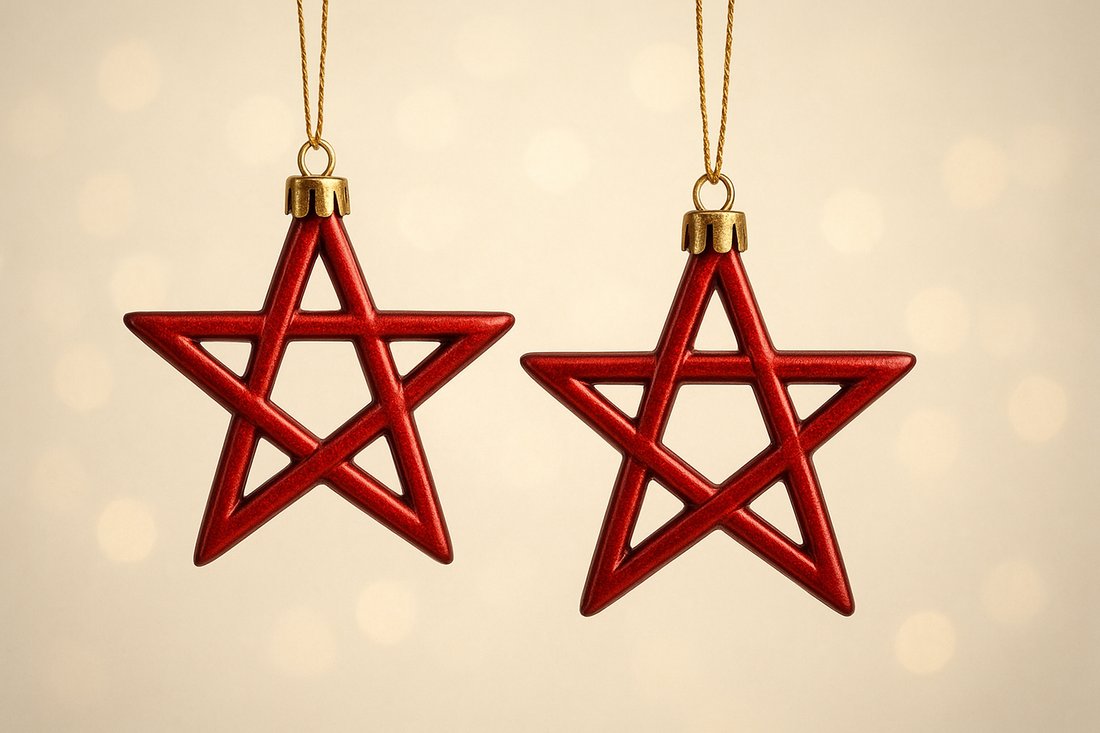 Sparkling Pentagram Christmas Ornaments: An Enchanting 2pcs Hanging Decoration Set to Make Your Holiday Tree More Charming and Giving It Magical Seasonal Glow