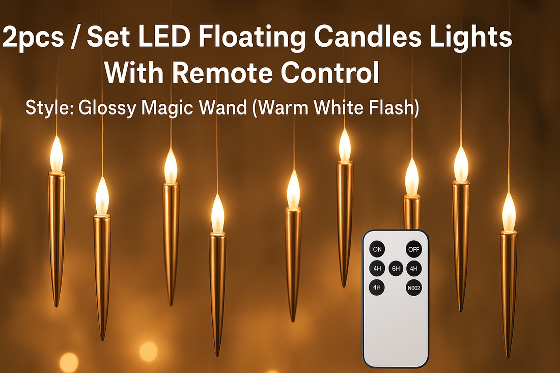 Magical Glow Décor: 12pcs LED Floating Candles With Remote Control (Glossy Magic Wand – Warm White Flash)