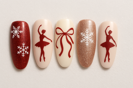 Elegant Holiday Glam: 5 Sets Christmas Ballet Wear Nail Art (F741-31) Finished Fake Nails