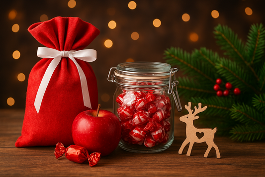 Gift Bag with Deer Design for Christmas Decorations – Apple Wrapped Candy Jar of Holiday Cheer and Creative Gift Presentation