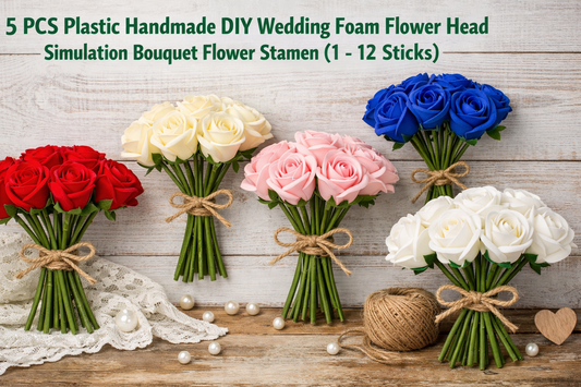 5 PCS Plastic Handmade DIY Wedding Foam Flower Head Simulation Bouquet Flower Stamen (1–12 Sticks): A Versatile Floral Essential for Elegant Creations