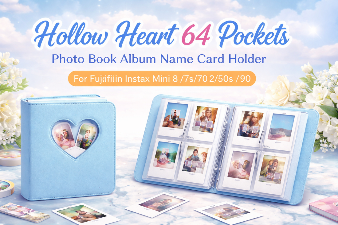 Preserve Every Moment in Style with the Hollow Heart 64-Pocket Instax Mini Photo Album