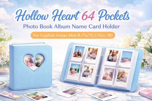 Preserve Every Moment in Style with the Hollow Heart 64-Pocket Instax Mini Photo Album