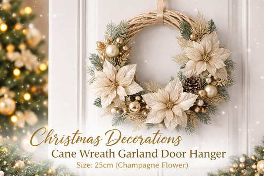 Champagne Elegance at Your Door: A Festive Guide to the 25cm Christmas Cane Wreath Garland